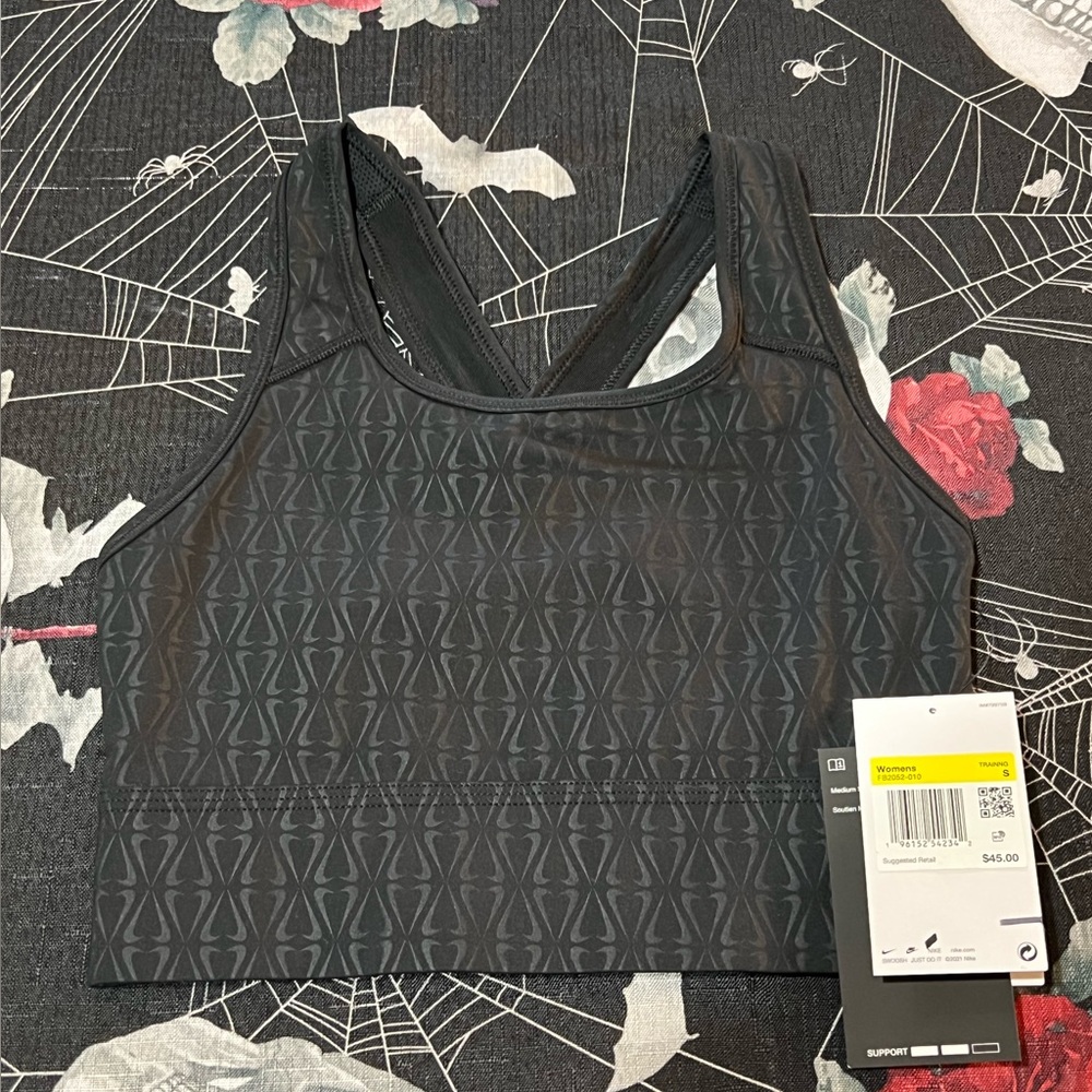 NIKE DRI-FIT MEDIUM SUPPORT WORKOUT TRAINING SWOOSH BRA W/REMOVABLE PADDING S M